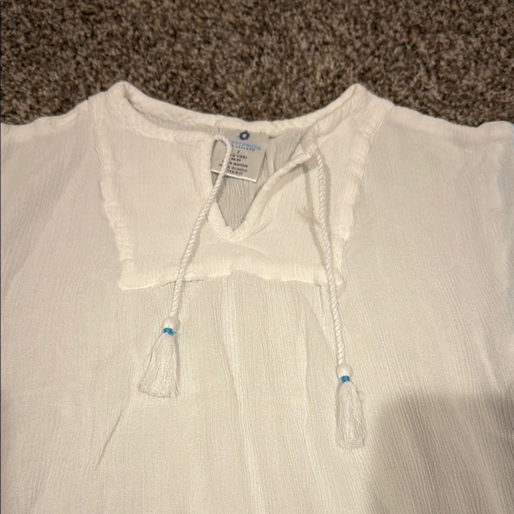 Kid’s Swimsuit Cover with Blue Fish Embroidery - Picture 3 of 6